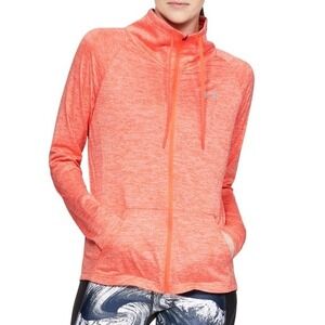 Under Armour HeatGear Womens Small Orange Space Dye Full Zip Jacket Funnel Neck
